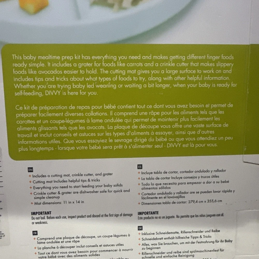 Boon‎ DIVVY Baby Solid Food Prep Starter Kit - Includes 11x14 Silicone Placema